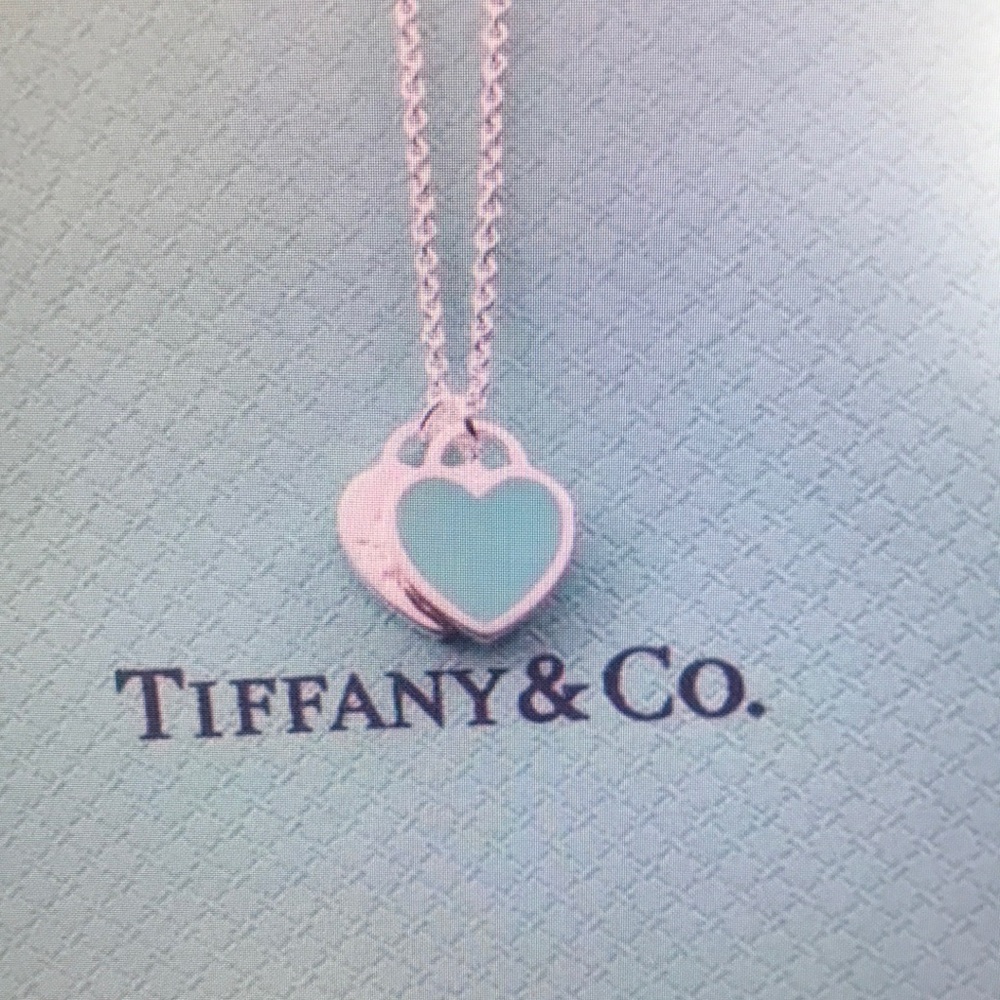 Tiffany & Co Silver and Blue Heart Pendant Necklace
